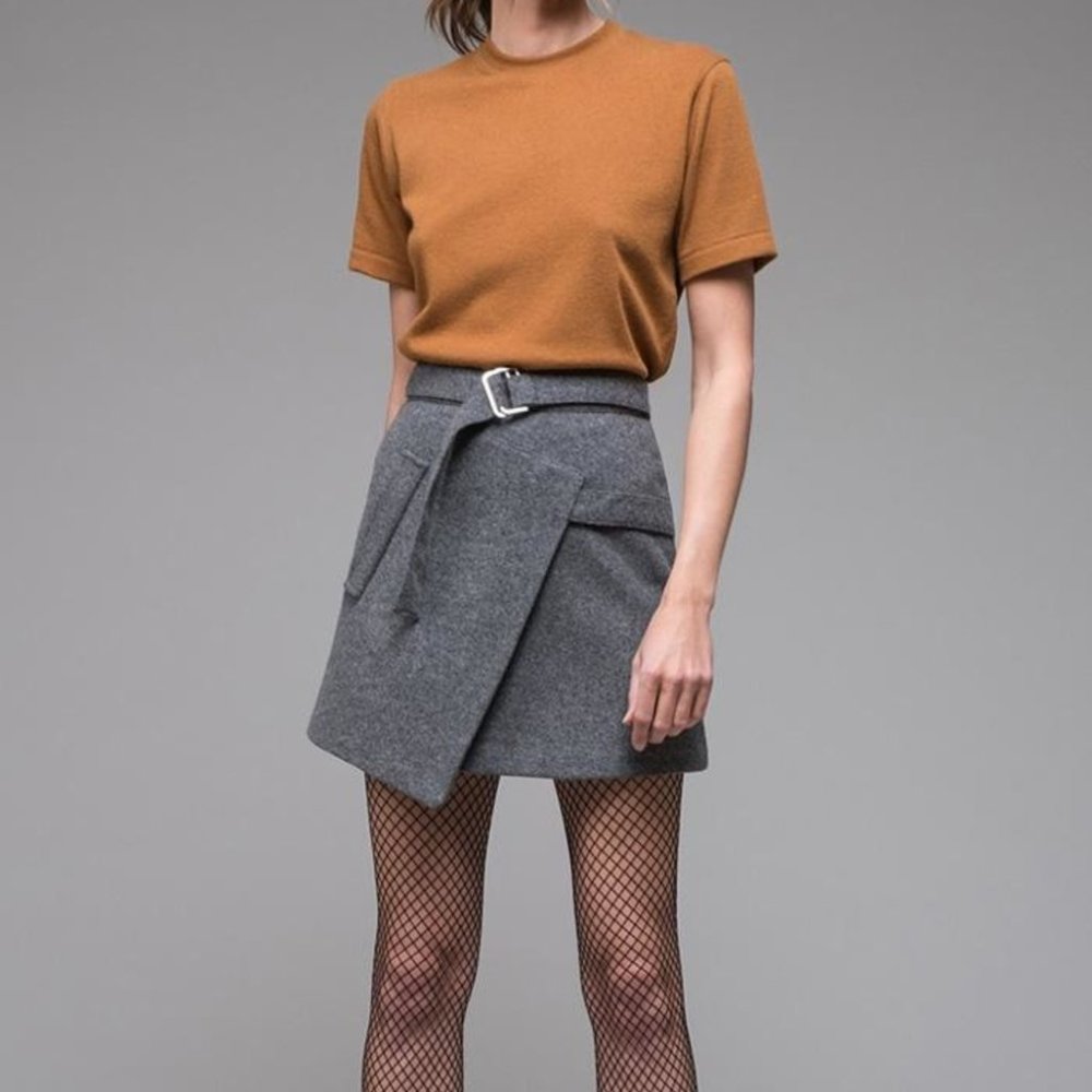 EVIDNT Los Angeles gray wool blend skirt asymetrical sz small edk2001